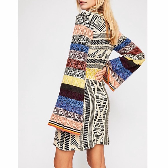 Free People Knit Patchwork Sweater Dress S M XXS - Picture 2 of 8